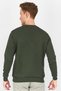 Men Crew Neck Long Sleeve Brand Logo Sweatshirts, Dark Green and Orange - 3