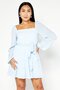 Women Floral Print Mini Dress, Blue - 2
