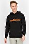 Men Hooded Brand Logo Long Sleeves Sweatshirt, Black and Orange