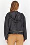 Women Hooded Solid Sweatshirts, Black - 3