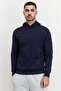 Men Brand Logo Long Sleeves Hoodie, Navy Blue