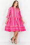 Women 3/4 Sleeves Pattern Dress, Pink