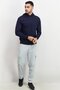 Men Brand Logo Long Sleeves Hoodie, Navy Blue - 2