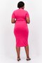 Women Plus Size Solid Faux-Wrap Dress, Pink - 2
