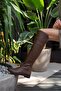 Brown Women's Stone Detailed Long Leather Women's Boots - 4