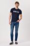 Jeff Normal Waist Slim Fit Very Narrow Leg Blue Men's Jean Trousers