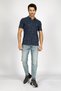 London Normal Waist Tight Tapered Cut Shrinkable Leg Blue Men's Jean Trousers