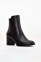 Women's Genuine Leather Daily Heeled Boots - Black - 3