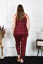Women's Large Size Red Plaid Rope Strap Pajama Suit 202197 - 5