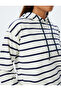 Long Sleeve Striped Hooded Sweatshirt - 5