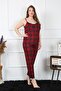 Women's Large Size Red Plaid Rope Strap Pajama Suit 202197 - 3