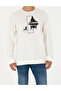 Ecru Regular Fit 100% Cotton Crew Neck Sweatshirt 50272505-Vr019 - 6