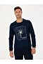 Navy Blue 2 Thread Regular Fit 100% Cotton Crew Neck Sweatshirt 50273402-Vr033 - 3