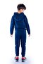 New Design Kangaroo Pocket Hooded Children's Tracksuit Mnk10073 Dark Blue - 4