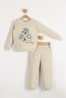 Daisy Motif Girls' Tracksuit Mnk0620 Ecru