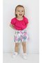 Palm Tree Pattern Muslin Fabric Girls' Suit with Shorts TF7355 Fuchsia - 5