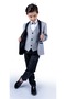 Vest Set Boy's Groom Suit with Glitter Jacket Mnk0501 Gray - 2