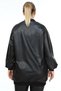 Large Size Leather Coat with Houndstooth Garnish Black - 5