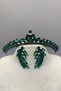Green Ece Bridal Henna Crown And Leaf Jewelled Earrings