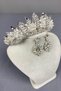 Silver Jabbah Bead Embroidered Earring Set for Bride - Crown and Shuttle - 4