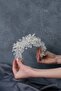 Cream Azra Pearl Beaded Bridal Henna Crown Hair Accessory - 2