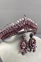 Pink Anteras Bridal Henna Crown and Drop Earring Set - 3