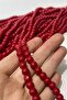 Red patterned string glass beads 8 mm - 2