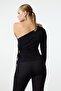 Black Cut Out/Window Detail Single Sleeve Knitted Blouse Tpraw25Bz00037 - 5