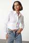 White Fitted Woven Shirt TWOAW25GO00075