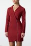 Burgundy Jacket Collar Zipper Detail Woven Dress Twoaw24El00292 - 5