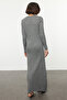 Knitwear Gray Dress - Button Detail, Tctaw25eb00093 - 5