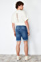 Indigo Slim Fit Tırmık Destroylu Denim Kot Şort TMNSS21SR0727 - 12