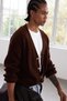 Brown Fl Men's Regular V-Neck Hair Knitwear Cardigan Tmnaw25Hi00005 - 3