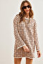 Women's Beige Ethnic Patterned Knitwear Tunic Dress Elb- 19002253 - 6