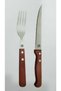Ahşap Saplı Steak (biftek) Et Sofra Set 2'li Çatal Bıçak - 2