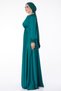 Green Lace-Up Straight Crew Neck Women's Evening Dress - 26160 - 4