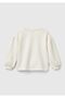 Girl's ecru sweatshirt with logo detail on the back and Printed balloon sleeves - 2