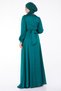 Green Lace-Up Straight Crew Neck Women's Evening Dress - 26160 - 5