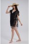 Lace Poncho Pareo Side Stitched Self-Stretching Fringed Beach Dress - 3