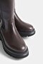 Brown Side Zipper Stretch Detailed Women's Boots - 3