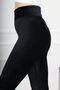 High Waist Ribbed Black Velvet Leggings - 6