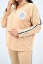 Women's Large Size Zippered Collar Stripe Detailed Tracksuit Set 8135-25 - 6