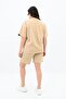 Women's Large Size Sleeve Detailed Shorts Suit 8101-24 - 3