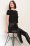 Women's Elastane, Gathering Effect, Fit Image, Thin Summer Leather, Black Leggings - 3