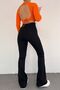 Women's Black High Waist Flared Leg Gathering Steel Knitted Leggings - 4