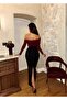 Women's Collar Ruched Burgundy Midi Dress - 5