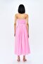 Strapless Pleated Detailed Long Dress Pink - 5