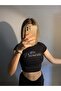 Black Princess Written Glittered Jewelled Crop Body - 2