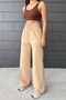 Women's Cream Two Thread Elastic Waist Pocket Detailed Wide Leg Sweatpants - 5