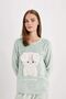 Women's Fall in Love Printed Crew Neck Long Sleeve Striped Welsoft Plush Pajamas Set C5443Ax24Au - 5